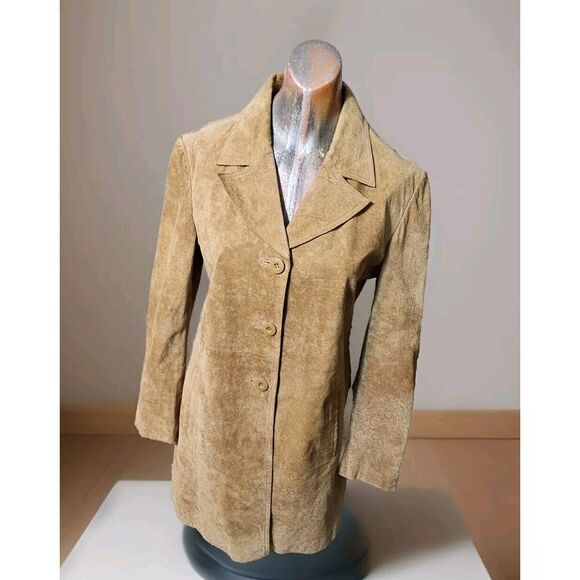 Wilson's Leather Maxima Women's Suede Caramel jacket Size L - Picture 2 of 15